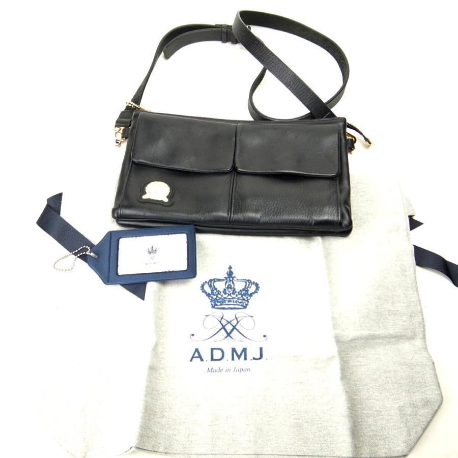ADMJ レザーショルダーバッグ 黒 斜め掛け レディース 女性 質屋出品 