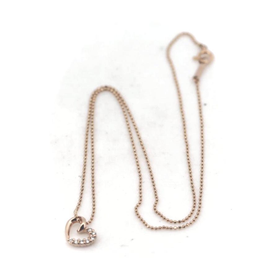 4℃ ヨンドシー ハートモチーフ ダイヤモンド ネックレス K18PG(18金 