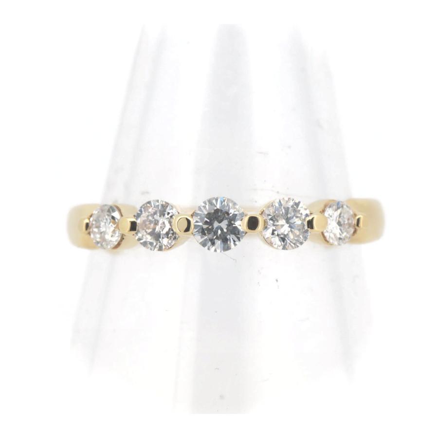 K18YG(18金 イエローゴールド) ハーフエタニティ ダイヤモンド リング  