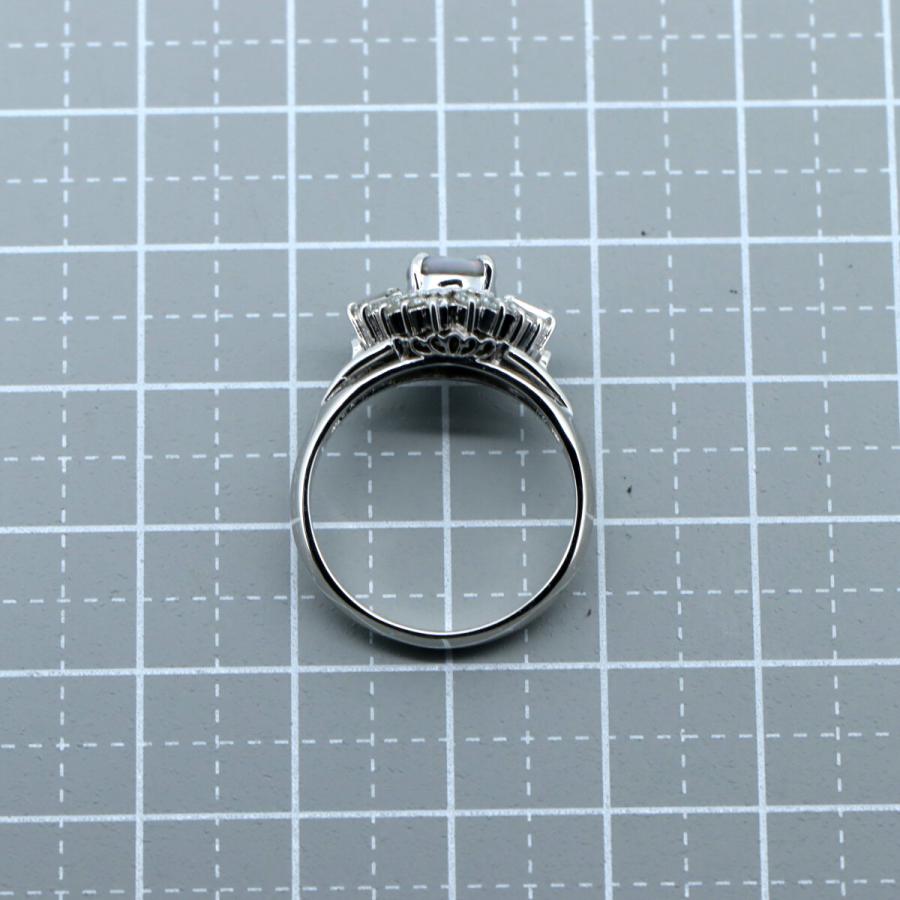 PT Pt900 ブラックオパール ダイヤモンド リング 指輪 0.71ct 0.415ct