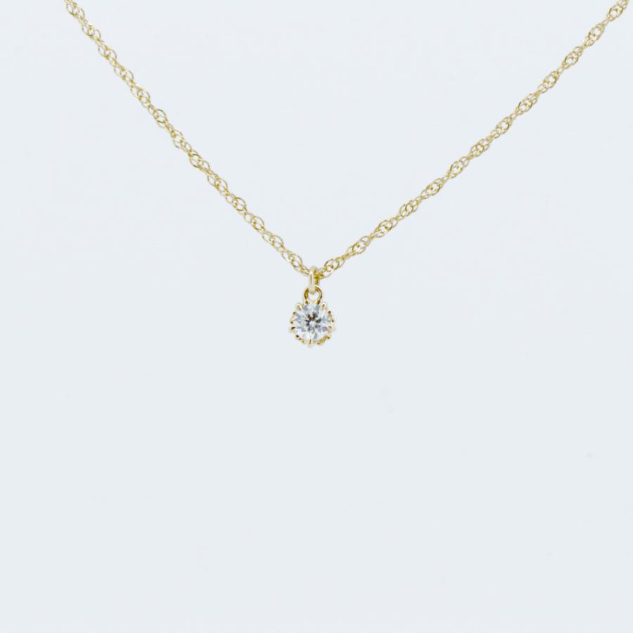 agete アガット ダイヤモンド ネックレス 0.10ct K18YG(18金 イエロー