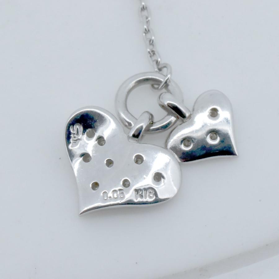 ハートモチーフ ダイヤモンド ネックレス 4℃ K18WG(18金 ホワイト