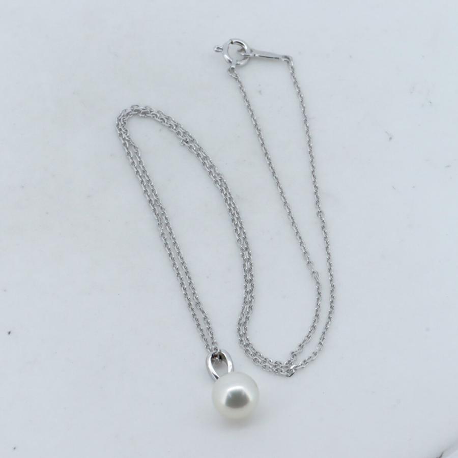 MIKIMOTO ミキモト パール ネックレス 7.3ミリ 一粒真珠 K18WG(18金  