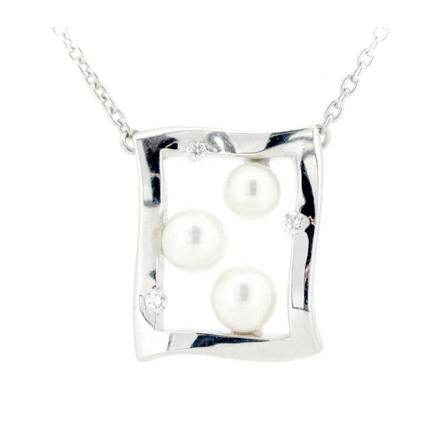 MIKIMOTO アコヤパールダイヤモンド ネックレス K18ホワイトゴールド MIKIMOTO（ミキモト） パール ダイヤモンド ネックレス K18WG(18金