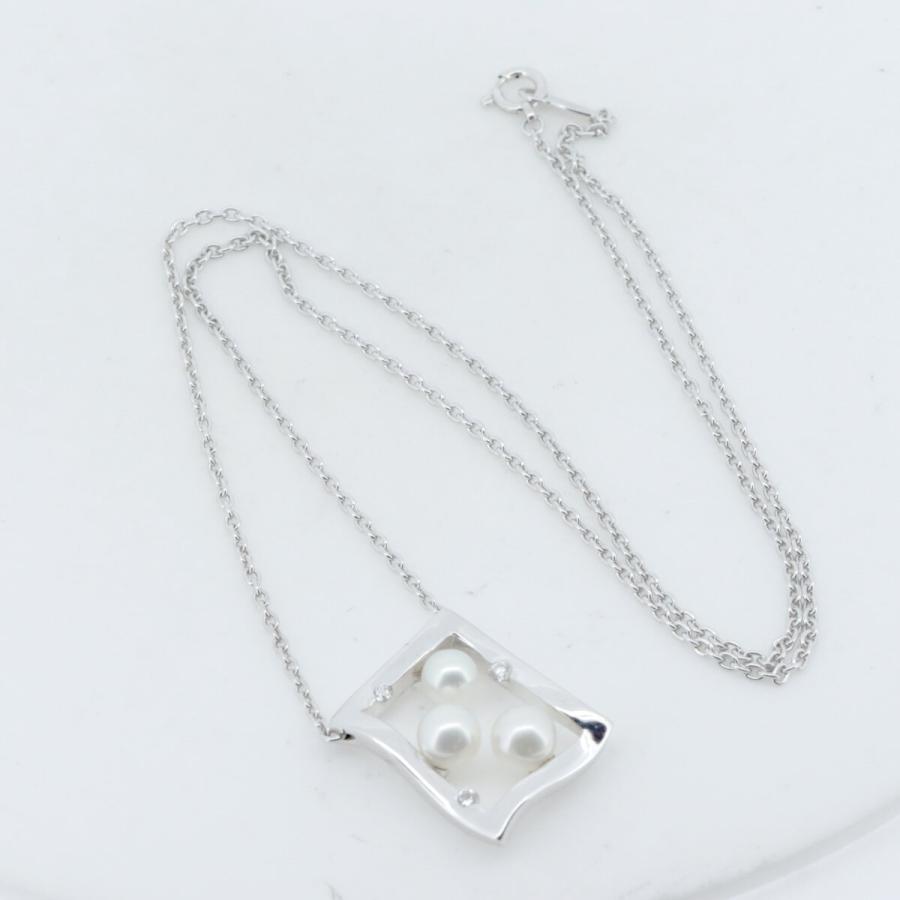 MIKIMOTO（ミキモト） パール ダイヤモンド ネックレス K18WG(18金