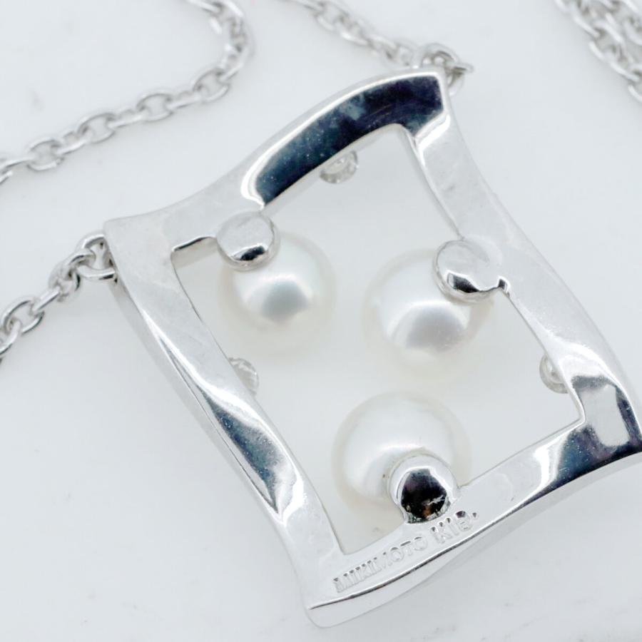 K18WG × ダイアモンド0.05ct × パールネックレス ホワイトゴールド