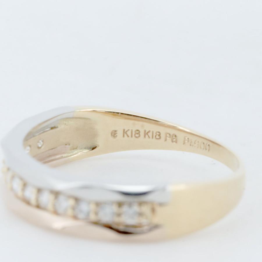 エステール ダイヤモンド リング 指輪 0.18ct 13号 K18YG/PG(18金  