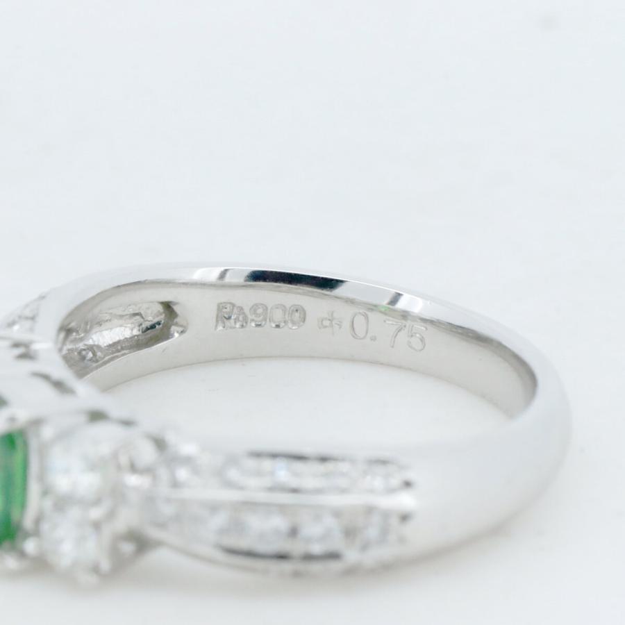 Pt900(プラチナ) グリーンガーネット ダイヤモンド リング 指輪 12号