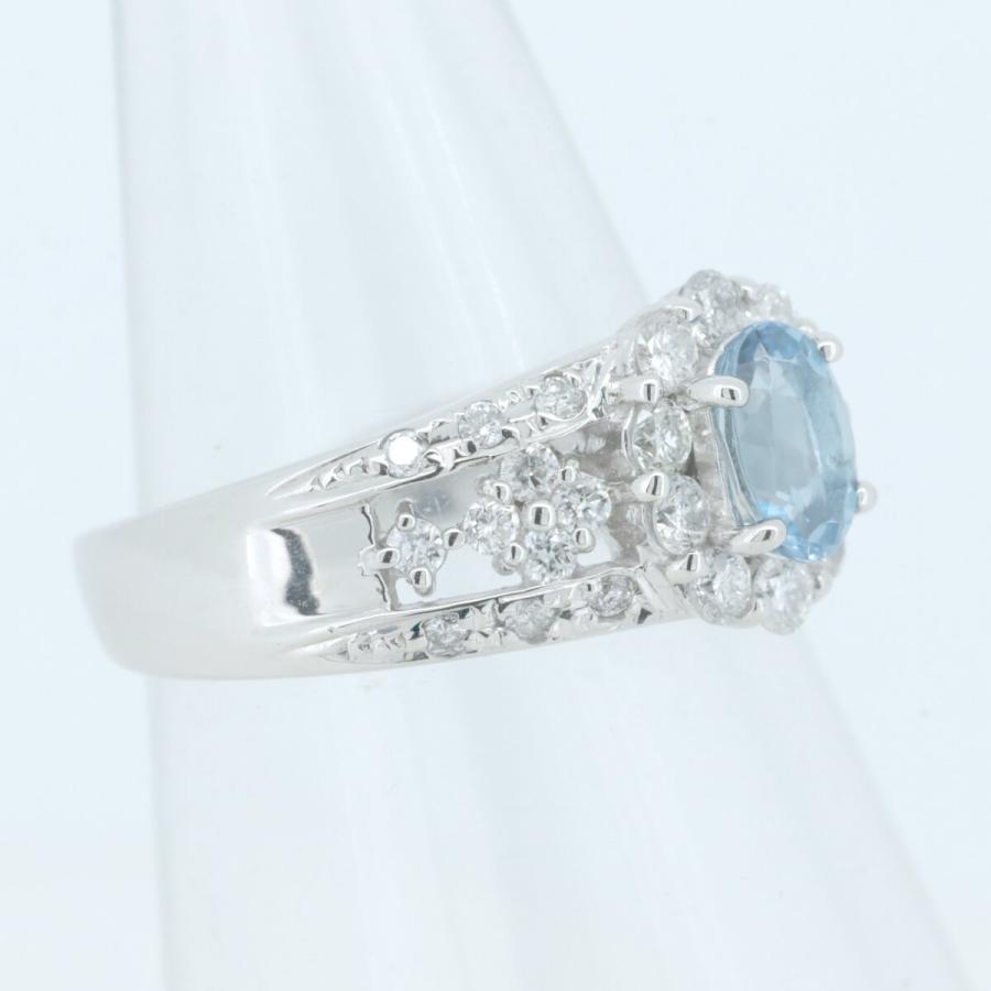 サンタマリアカラーアクアマリン ダイヤモンド リング 指輪 8号 A0.44ct D0.50ct Pt900(プラチナ)  質屋出品の画像