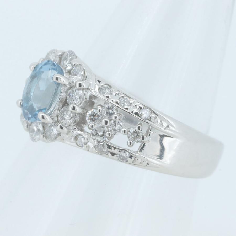 サンタマリアカラーアクアマリン ダイヤモンド リング 指輪 8号 A0.44ct D0.50ct Pt900(プラチナ)  質屋出品の画像