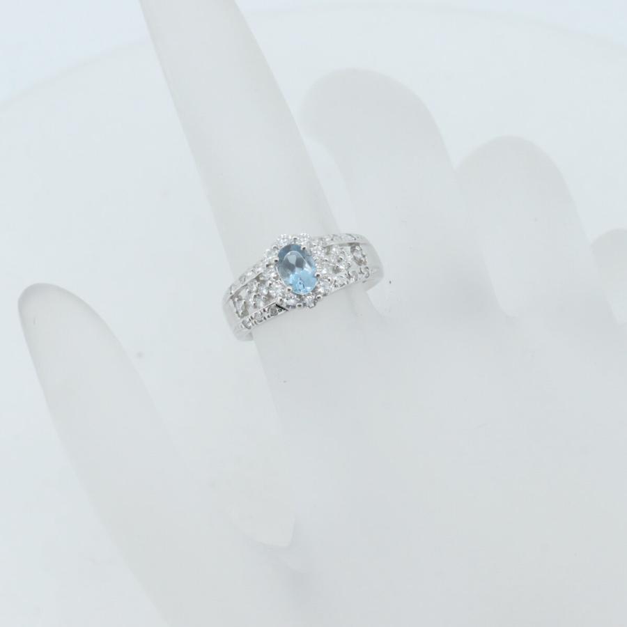 サンタマリアカラーアクアマリン ダイヤモンド リング 指輪 8号 A0.44ct D0.50ct Pt900(プラチナ)  質屋出品の画像