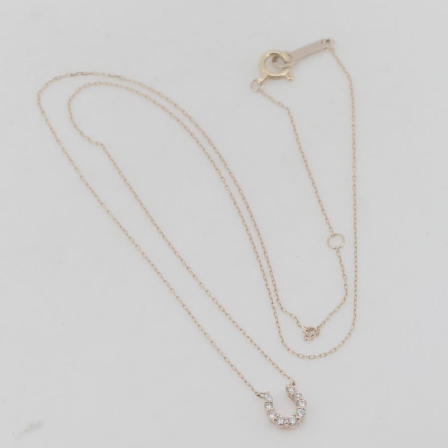 4℃（ヨンドシー） ホースシュモチーフ ダイヤモンド ネックレス K18PG