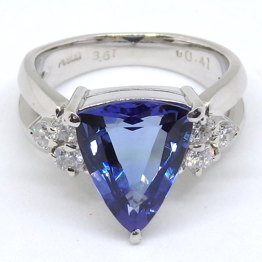 Pt900 プラチナ 天然 タンザナイト 3.61ct ダイヤモンド 0.41ct 指輪
