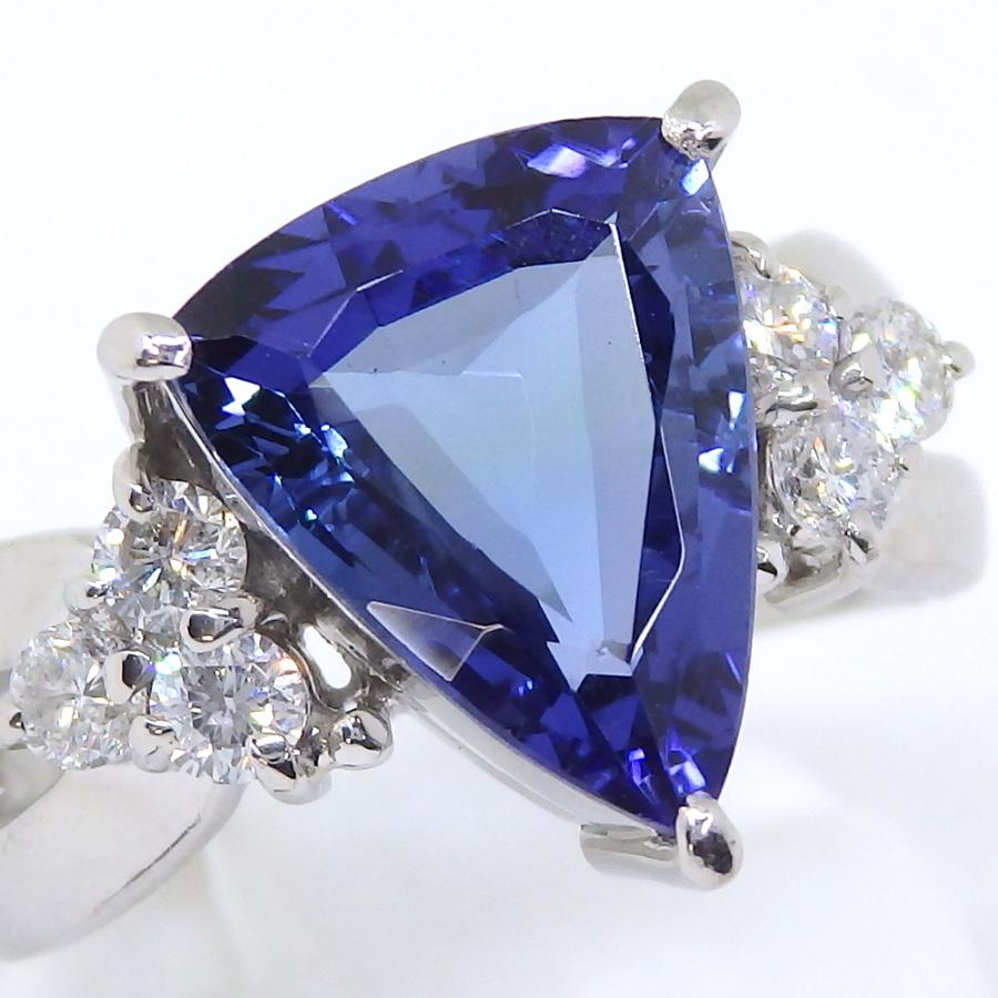 Pt900 プラチナ 天然 タンザナイト 3.61ct ダイヤモンド 0.41ct 指輪 