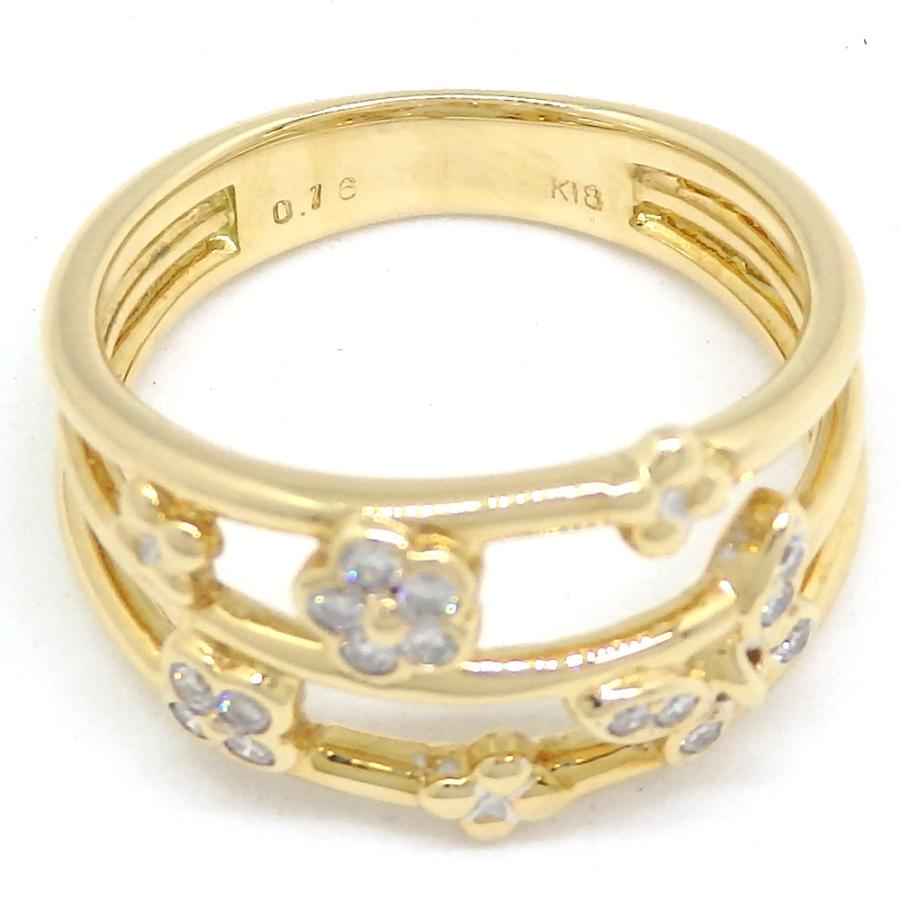 K18 ゴールド ダイヤモンド 0.16ct 指輪 中古 美品 新品仕上済 