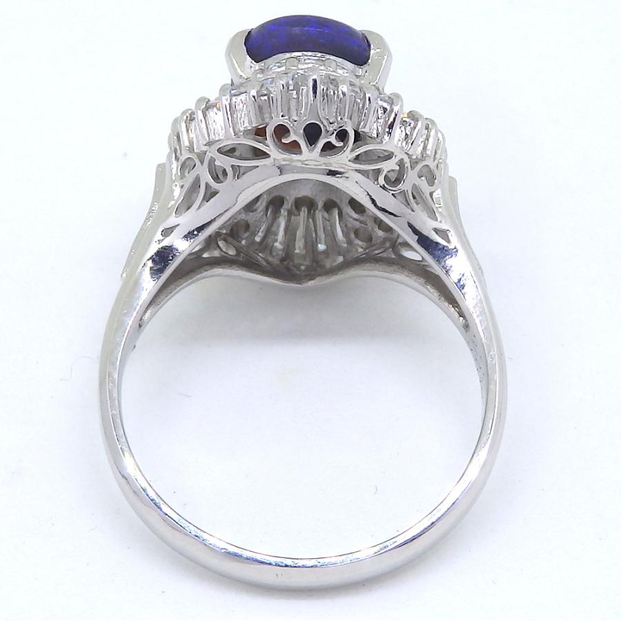Pt900 プラチナ ブラックオパール 2.01ct ダイヤモンド 0.73ct 指輪 