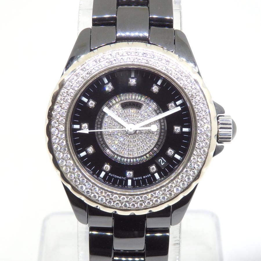J12 CHANEL シャネル 黒 38mm H1757 純正センターダイヤ 12Pダイヤ 
