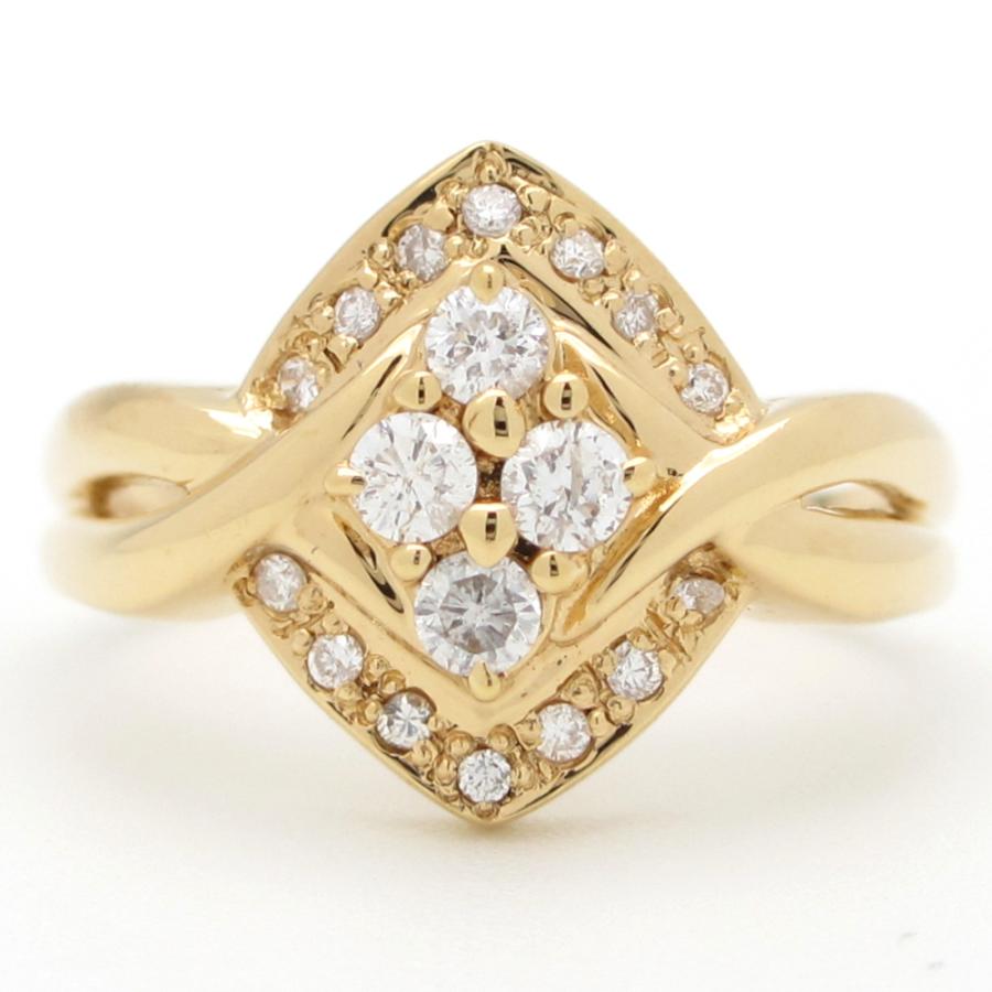 K18 ゴールド イエローゴールド YG ダイヤモンド 0.30ct 指輪 中古 美 