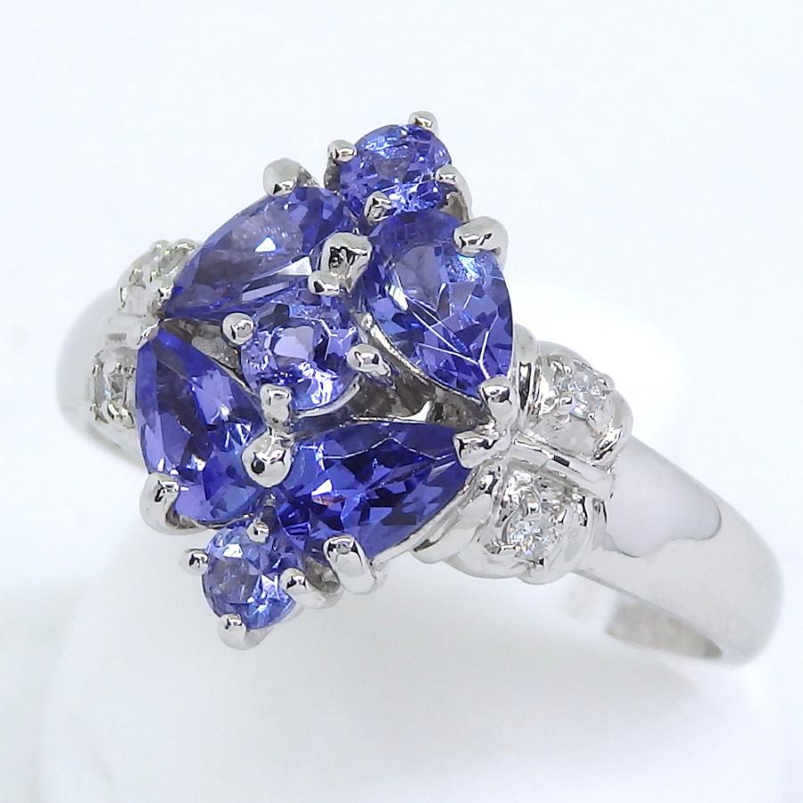 Pt900 プラチナ 天然ゾイサイト タンザナイト 1.17ct ダイヤモンド 