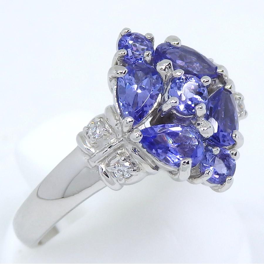 Pt900 プラチナ 天然ゾイサイト タンザナイト 1.17ct ダイヤモンド  