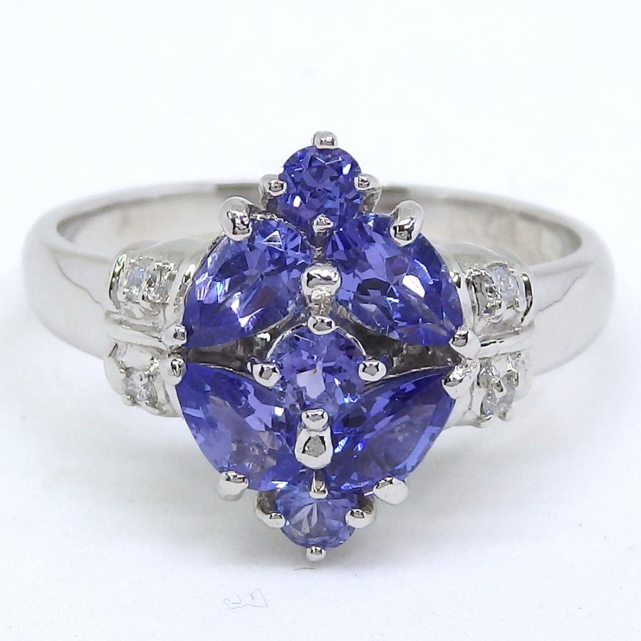Pt900 プラチナ 天然ゾイサイト タンザナイト 1.17ct ダイヤモンド 
