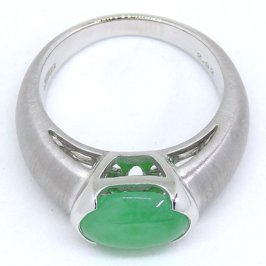 Pt900 プラチナ 天然 翡翠（ヒスイ）2.82ct 指輪 ソーティング付 中古 
