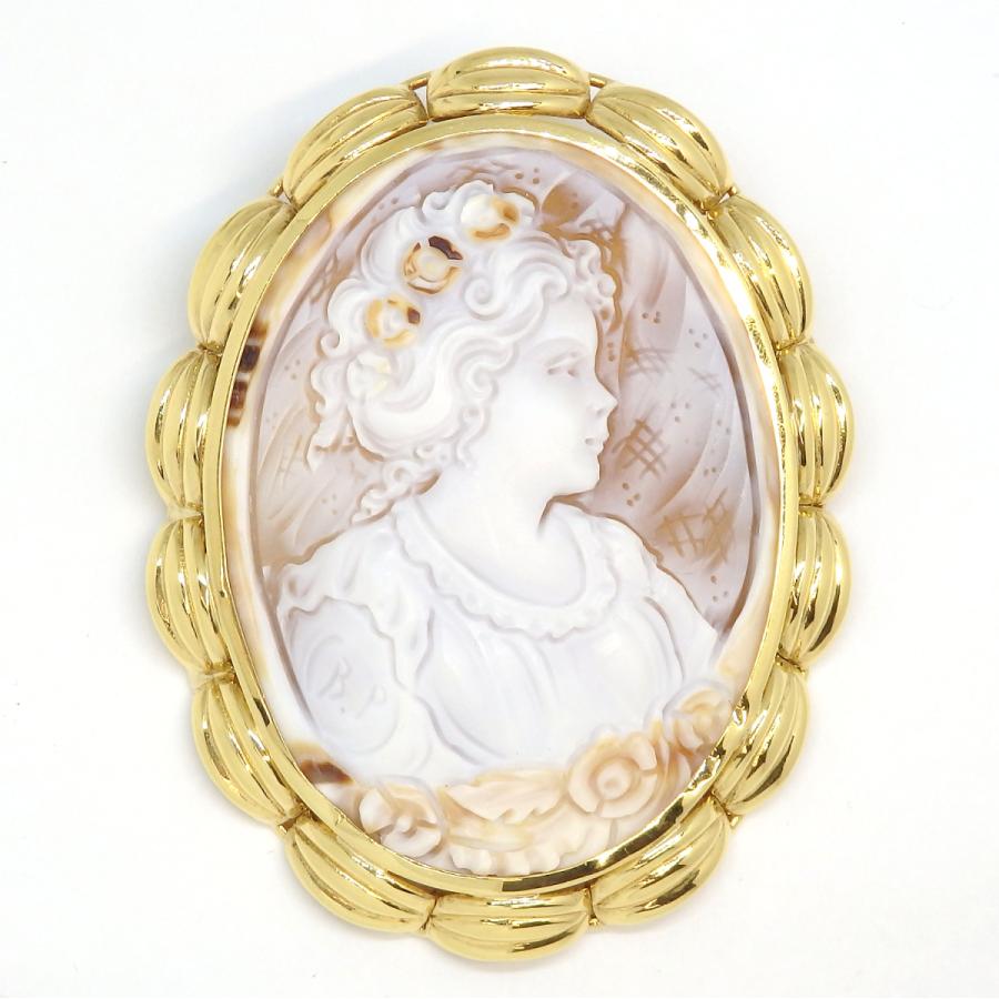 K18枠カメオペンダントTOP兼ブローチ