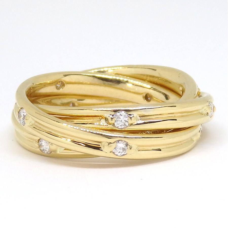 K18 ゴールド ダイヤモンド 0.55ct 指輪 3連リング 中古 美品  