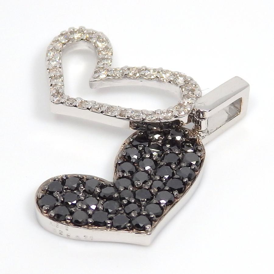 K18WG ホワイトゴールド ブラックダイヤ 0.71ct ダイヤモンド 0.25ct 