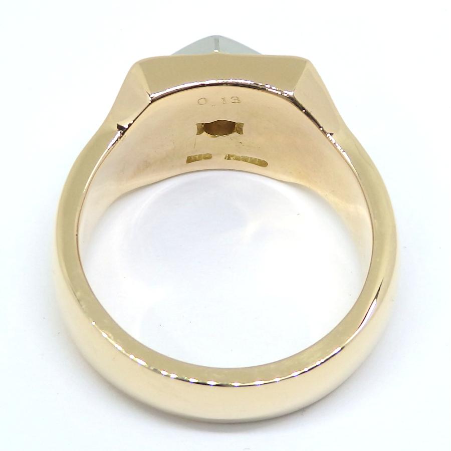 K18 ゴールド Pt900 プラチナ ダイヤモンド 0.13ct 指輪 リング 印台 新品仕上済 美品 メンズ 20号 :r34n30323