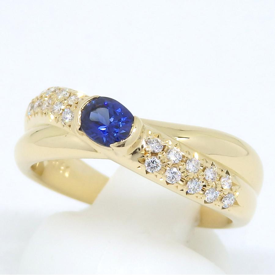 田崎真珠】タサキ K18 ゴールド サファイア 0.41ct ダイヤモンド 0.20 