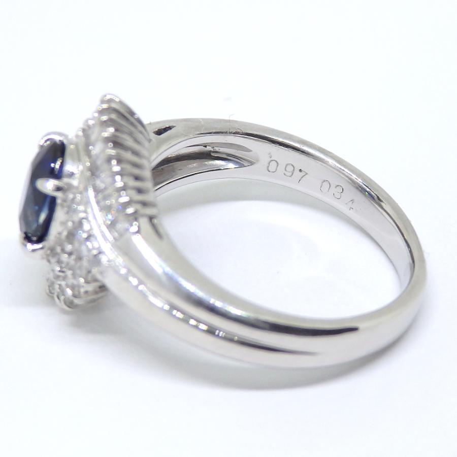Pt900 プラチナ サファイア 0.97ct ダイヤモンド 0.34ct 指輪 中古 美  