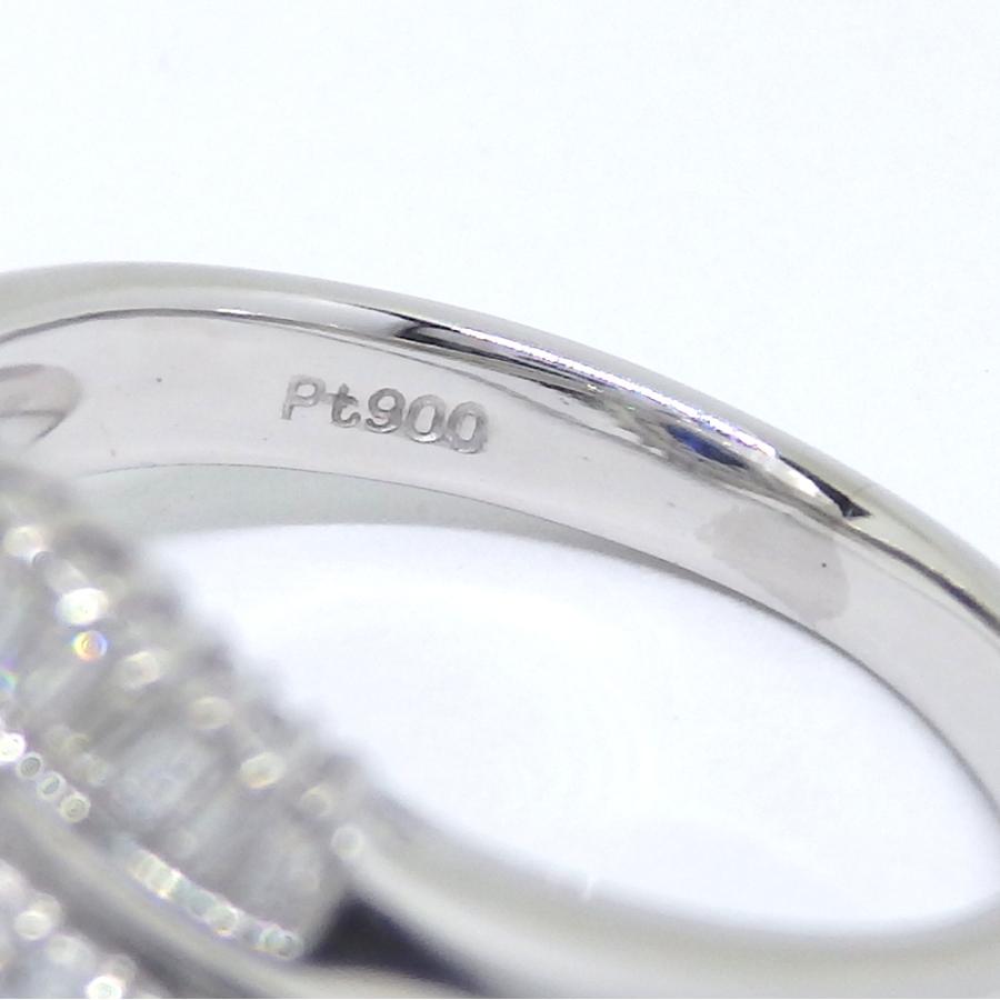 Pt900 プラチナ サファイア 0.97ct ダイヤモンド 0.34ct 指輪 中古 美 