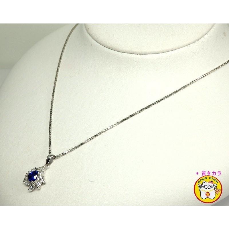 Pt900 プラチナ　サファイア 0.57ct ダイヤモンド 0.58ct ペンダント付ネックレス　中古　美品　レディース　ジュエリー　ダイヤ　質屋　9月誕生石_3