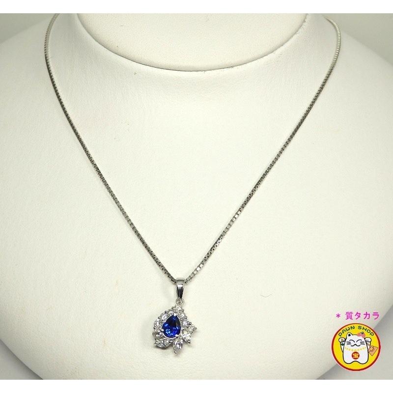 Pt900 プラチナ　サファイア 0.57ct ダイヤモンド 0.58ct ペンダント付ネックレス　中古　美品　レディース　ジュエリー　ダイヤ　質屋　9月誕生石_4