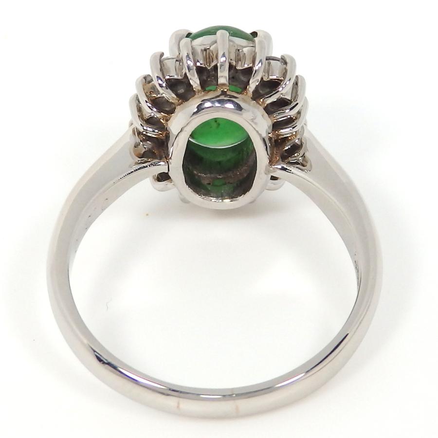 Pt900 プラチナ 翡翠 ひすい ダイヤモンド 0.36ct 指輪 ソーティング付 