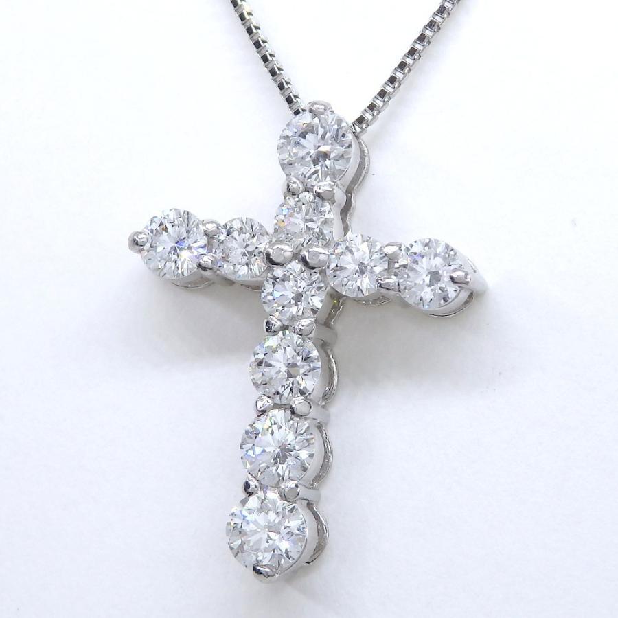 Pt900 プラチナ ダイヤモンド ペンダント付ネックレス 1.00ct クロス 