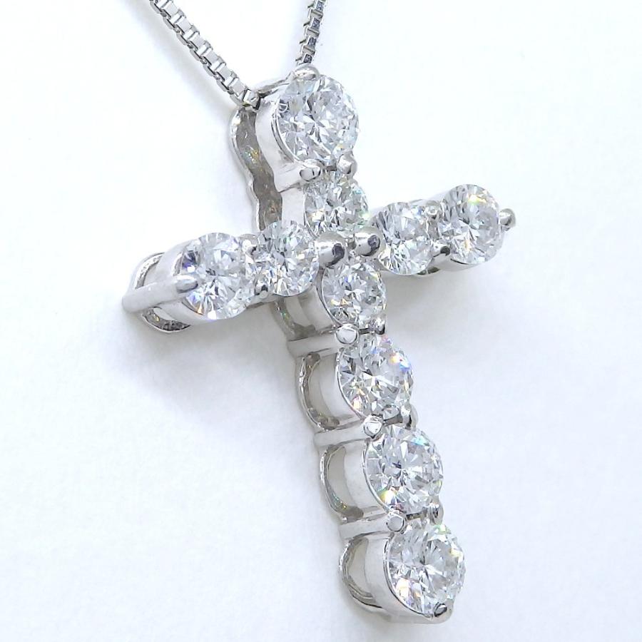 Pt900 プラチナ ダイヤモンド ペンダント付ネックレス 1.00ct クロス 