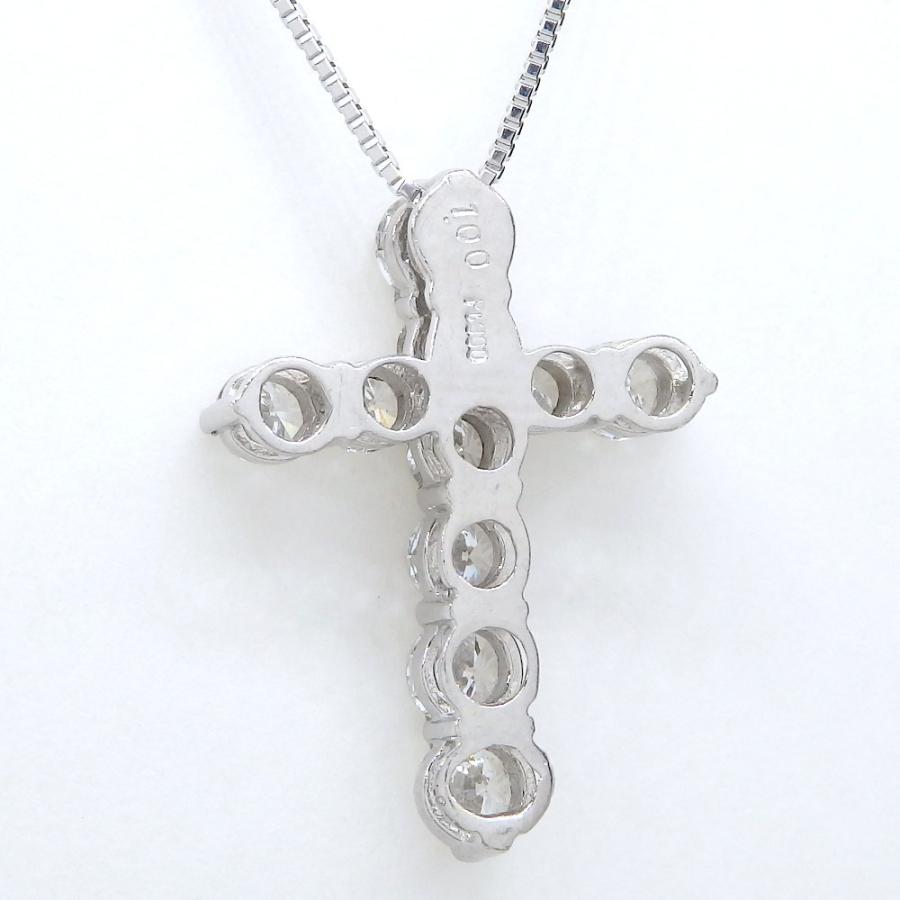 Pt900 プラチナ ダイヤモンド ペンダント付ネックレス 1.00ct クロス  