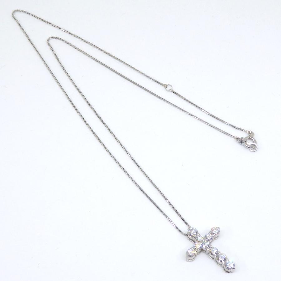 Pt900 プラチナ ダイヤモンド ペンダント付ネックレス 1.00ct クロス 