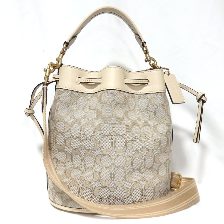 COACH 【 】コーチ フィールド バケット バッグ アイボリー 2way 巾着  