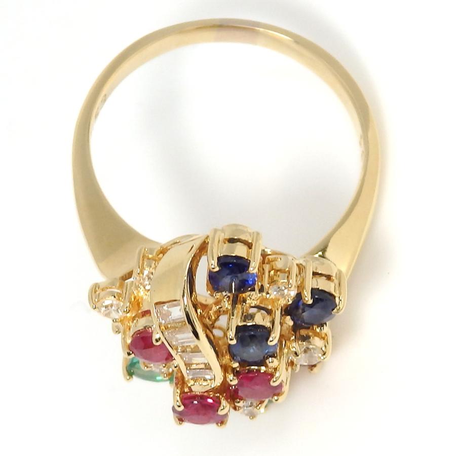 K18 ゴールド ダイヤモンド 0.34ct ルビー サファイア エメラルド  