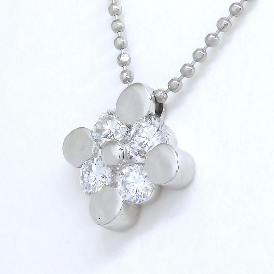 Pt900 プラチナ ダイヤモンド 0.40ct ペンダント付ネックレス 中古 美 