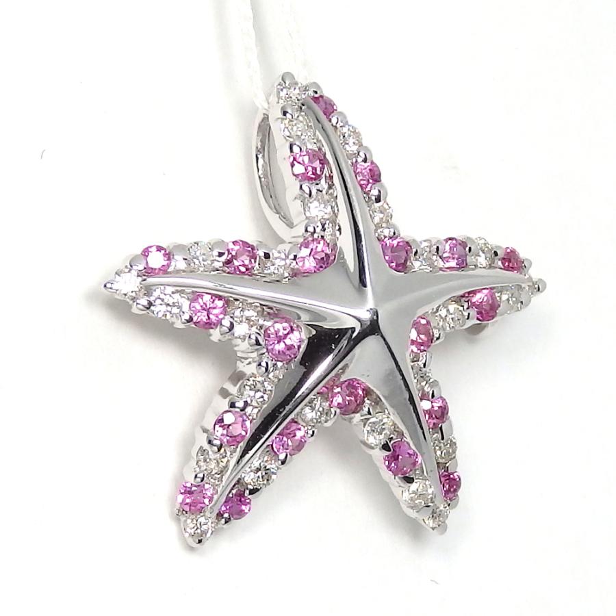 K18WG ホワイトゴールド ピンクサファイア 0.42ct ダイヤモンド 0.30ct 
