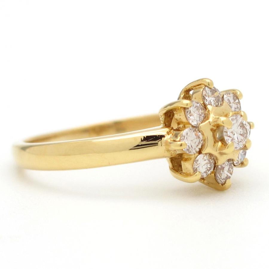 K18 ゴールド ダイヤモンド 0.30ct 指輪 フラワー 中古 美品 新品仕上 