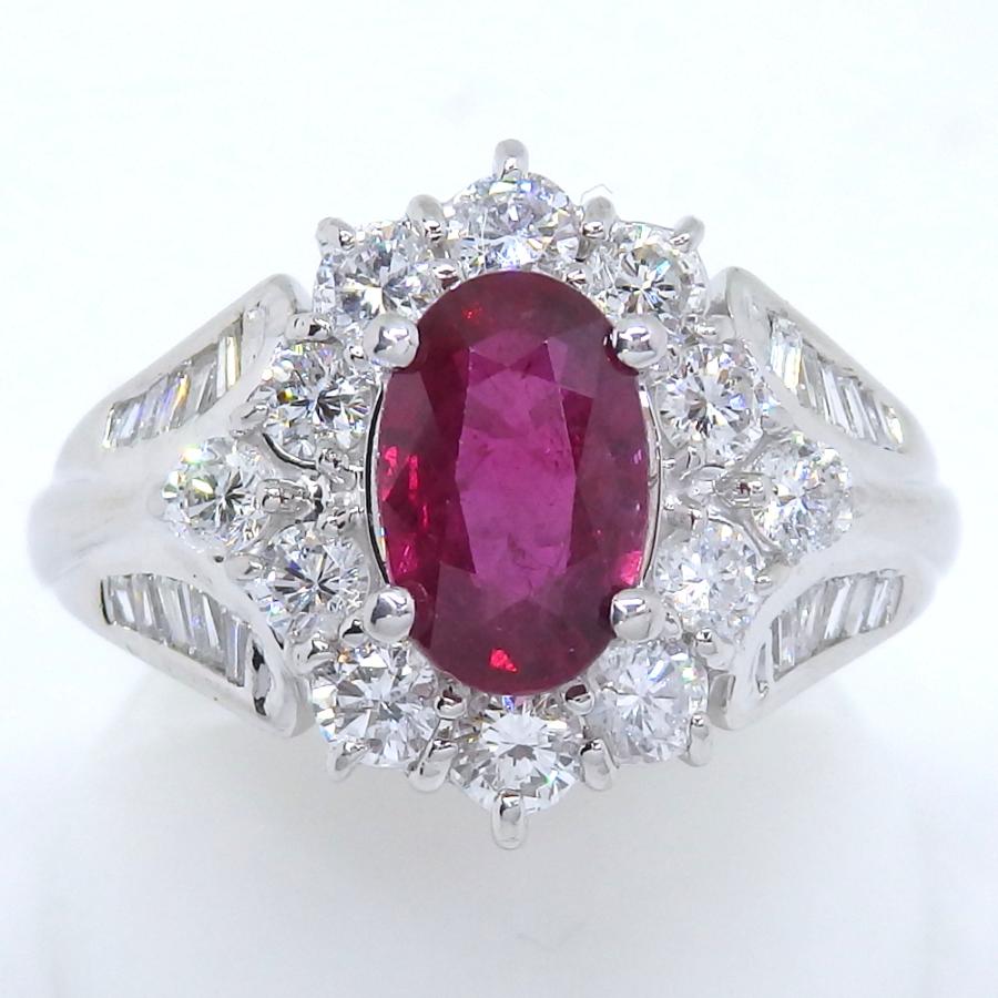 Pt900 プラチナ ルビー 1.64ct ダイヤモンド1.64ct 指輪 ソーティング  