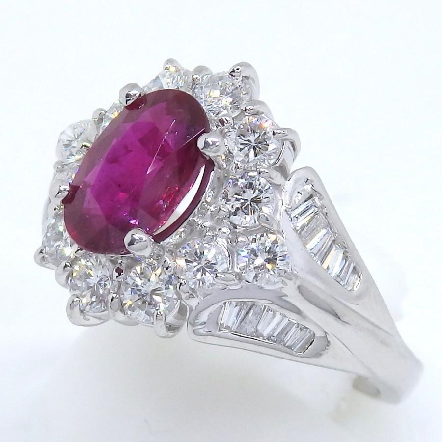 Pt900 プラチナ ルビー 1.64ct ダイヤモンド1.64ct 指輪 ソーティング 
