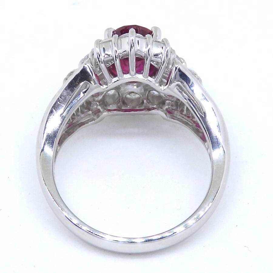 Pt900 プラチナ ルビー 1.64ct ダイヤモンド1.64ct 指輪 ソーティング