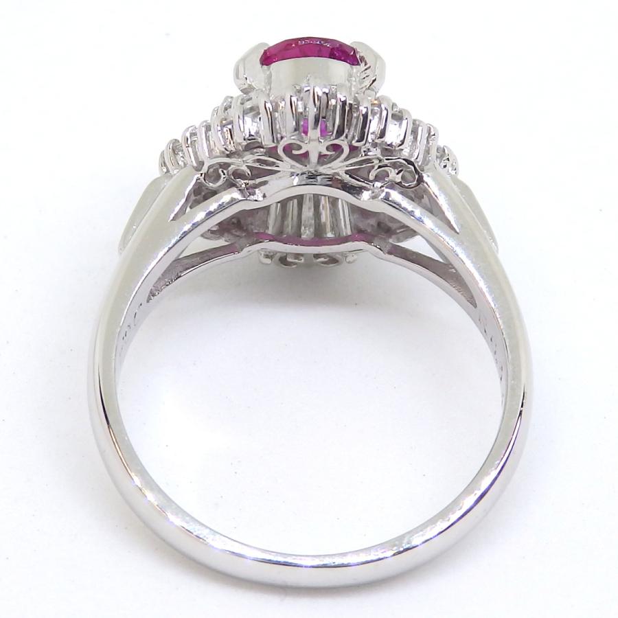 Pt900 プラチナ ルビー 0.95ct ダイヤモンド 0.44ct 指輪 中古 美品 