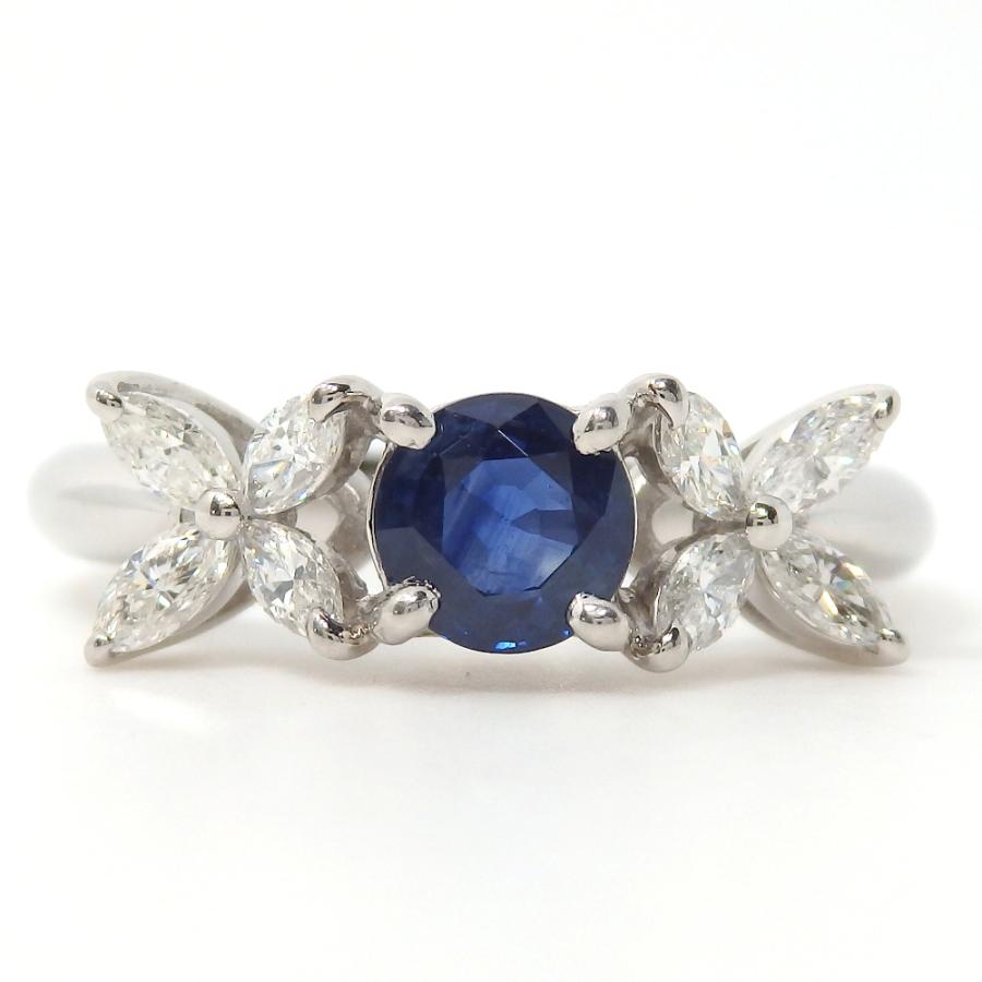 Pt900 プラチナ サファイア 0.618ct ダイヤモンド 0.38ct 指輪 中古 美  
